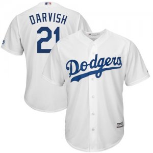 Dodgers #21 Yu Darvish White Cool Base Jersey