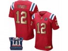 Mens Nike New England Patriots #12 Tom Brady Elite Red Gold Alternate Super Bowl LI Champions NFL Jersey