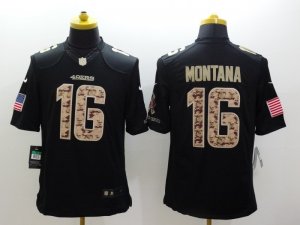 Nike San Francisco 49ers #16 Joe Montana black Salute to Service Jerseys(Limited)