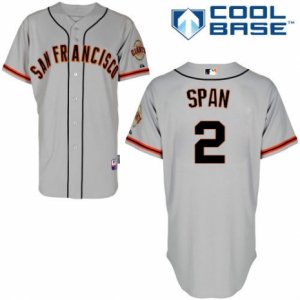 Mens Majestic San Francisco Giants #2 Denard Span Authentic Grey Road Cool Base MLB Jersey