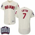 Mens Majestic Cleveland Indians #7 Kenny Lofton Cream 2016 World Series Bound Flexbase Authentic Collection MLB Jersey