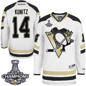 Mens Reebok Pittsburgh Penguins #14 Chris Kunitz Premier White 2014 Stadium Series 2016 Stanley Cup Champions NHL Jersey