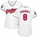 Womens Majestic Cleveland Indians #8 Lonnie Chisenhall Authentic White Home 2016 World Series Bound Cool Base MLB Jersey