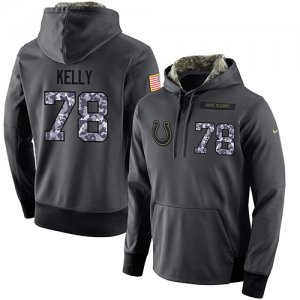 NFL Mens Nike Indianapolis Colts #78 Ryan Kelly Stitched Black Anthracite Salute to Service Player Performance Hoodie