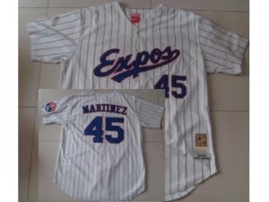 MLB Montreal Expos #45 Martinez White Throwback Pinstripe