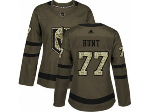 Women Adidas Vegas Golden Knights #77 Brad Hunt Authentic Green Salute to Service NHL Jersey