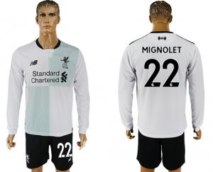 2017-18 Liverpool 22 MIGNOLET Away Long Sleeve Soccer Jersey