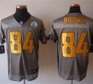 Nike Steelers #84 Antonio Brown Grey Shadow With Hall of Fame 50th Patch NFL Elite Jersey