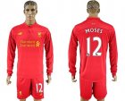 Liverpool #12 Moses Home Long Sleeves Soccer Club Jersey