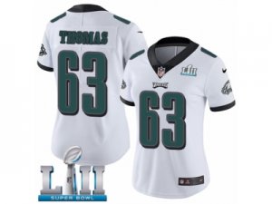 Women Nike Philadelphia Eagles #63 Dallas Thomas White Vapor Untouchable Limited Player Super Bowl LII NFL Jersey