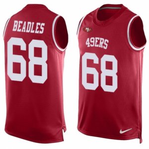 Mens Nike San Francisco 49ers #68 Zane Beadles Limited Red Player Name & Number Tank Top NFL Jersey