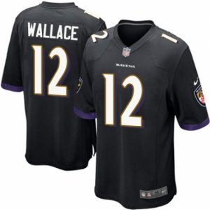 Mens Nike Baltimore Ravens #12 Mike Wallace Game Black Alternate NFL Jersey