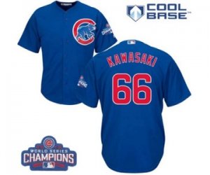 Youth Majestic Chicago Cubs #66 Munenori Kawasaki Authentic Royal Blue Alternate 2016 World Series Champions Cool Base MLB Jersey