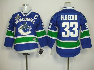 youth nhl vancouver canucks #33 h.sedin blue[2011 stanley cup]