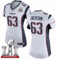 Womens Nike New England Patriots #63 Tre Jackson Elite White Super Bowl LI 51 NFL Jersey