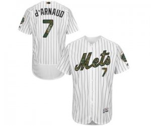 Men\'s Majestic New York Mets #7 Travis d\'Arnaud Authentic White 2016 Memorial Day Fashion Flex Base MLB Jersey