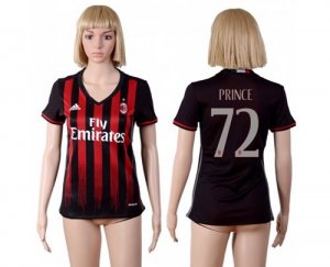 Womens AC Milan #72 Prince Home Soccer Club Jersey