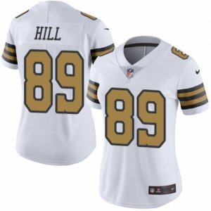 Women\'s Nike New Orleans Saints #89 Josh Hill Limited White Rush NFL Jersey