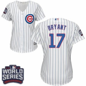 Women\'s Majestic Chicago Cubs #17 Kris Bryant Authentic White Home 2016 World Series Bound Cool Base MLB Jersey