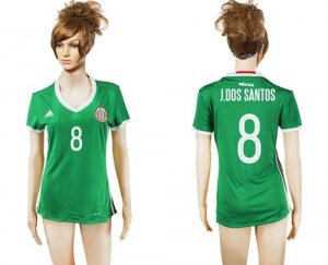 Womens Mexico #8 J.Dos Santos Home Soccer Country Jersey