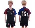 USA #15 Rapinoe Away Kid Soccer Country Jersey