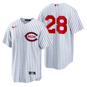 Reds #28 Austin Romine White Nike 2022 Field of Dreams Cool Base Jersey
