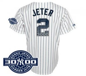 New York Yankees #2 Derek Jeter white with 3000 hits patch