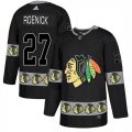 Blackhawks #27 Jeremy Roenick Black Team Logos Fashion Adidas Jersey