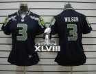Nike Seattle Seahawks #3 Russell Wilson Steel Blue Team Color Super Bowl XLVIII Women NFL Elite Jersey