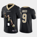 Mens New Orleans Saints #9 Drew Brees Black Player Portrait Edition