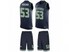 Mens Nike Seattle Seahawks #53 Arthur Brown Limited Steel Blue Tank Top Suit NFL Jersey