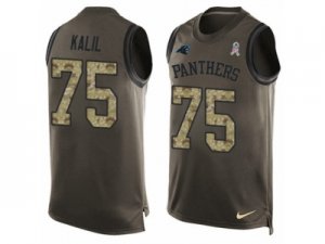 Men\'s Nike Carolina Panthers #75 Matt Kalil Limited Green Salute to Service Tank Top NFL Jersey