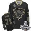 Mens Reebok Pittsburgh Penguins #71 Evgeni Malkin Premier Black Ice 2016 Stanley Cup Champions NHL Jersey