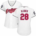 Womens Majestic Cleveland Indians #28 Corey Kluber Authentic White Home 2016 World Series Bound Cool Base MLB Jersey