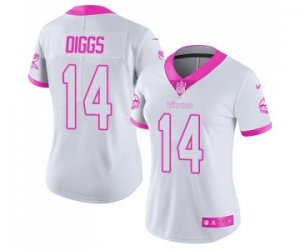 Women\'s Nike Minnesota Vikings #14 Stefon Diggs Limited Rush Fashion Pink NFL Jersey