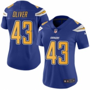 Women\'s Nike San Diego Chargers #43 Branden Oliver Limited Electric Blue Rush NFL Jersey