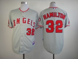 mlb jerseys los angeles angels #32 hamilton grey