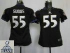 2013 Super Bowl XLVII Women NEW NFL Baltimore Ravens 55 Terrell Suggs Black Jerseys
