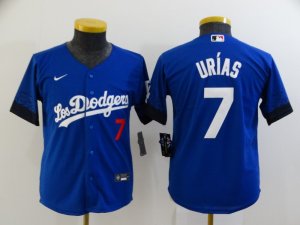Dodgers #7 Julio Urias Royal Youth 2021 City Connect Cool Base Jerseys