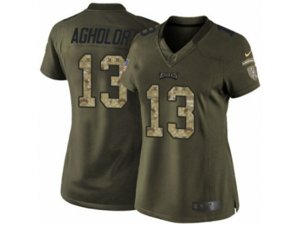 Women Nike Philadelphia Eagles #13 Nelson Agholor Limited Green Salute to Service NFL Jersey