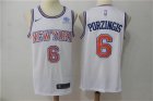 Knicks #6 Kristaps Porzingis White Swingman Jersey