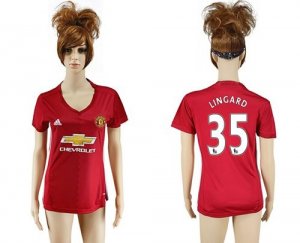 Womens Manchester United #35 Lingard Red Home Soccer Club Jersey