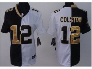 Nike Women New Orleans Saints #12 Marques Colston Black-White jerseys(Split)