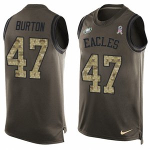 Mens Nike Philadelphia Eagles #47 Trey Burton Limited Green Salute to Service Tank Top NFL Jersey