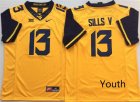 West Virginia Mountaineers #13 David Sills V Gold Youth Nike College Football Jersey