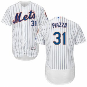 Men\'s Majestic New York Mets #31 Mike Piazza White Flexbase Authentic Collection MLB Jersey