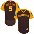 Mens Majestic Pittsburgh Pirates #5 Josh Harrison Brown 2016 All-Star National League BP Authentic Collection Flex Base MLB Jersey