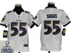 2013 Super Bowl XLVII Youth NEW NFL Baltimore Ravens 55 Terrell Suggs White Jerseys