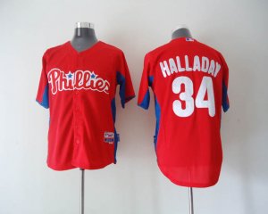 mlb Philadelphia Phillies #34 Halladay 2011 BP Red[Cool Base]