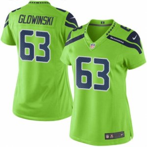 Women\'s Nike Seattle Seahawks #63 Mark Glowinski Limited Green Rush NFL Jersey